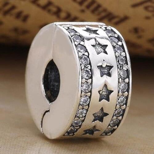 Original Starry Formation With Crystal Clip Lock Stopper Beads Fit 925 Sterling Silver Bead Charm Bracelet Diy Jewelry