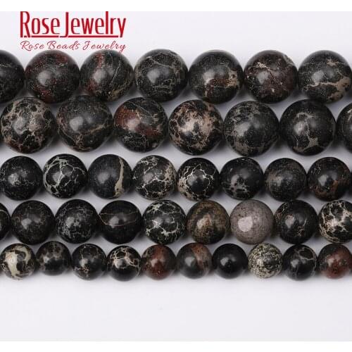 Black Sea Sediment Turquoises Beads Natural Stone Round Beads For Jewelry Making 4 6 8 10 12 mm Pick Size 15 inches Wholesale