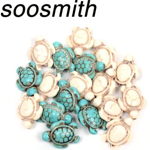 Soosmith White Blue Turtle Shape Synthetic Stone Bead Loose Spacer Beads For Jewelry Making Natural Stone Beads Diy Accessories