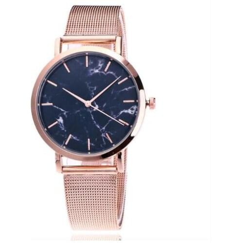 Dropshiping Vogue Rose Gold Mesh Band Creative Marble Wrist Watch Casual Women Watches Brand Quartz Gift Relogio bayan kol saa