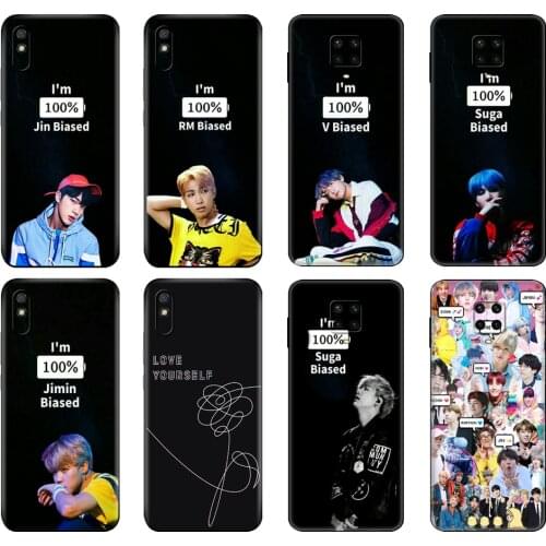Black tpu Case For Xiaomi Redmi 7A 8 8A 9 9A 9C Case Redmi Note 8T 8Pro T Note9 9S 9Pro Rap RM JIMIN JIN SUGA J HOPE V JUNG KOOK