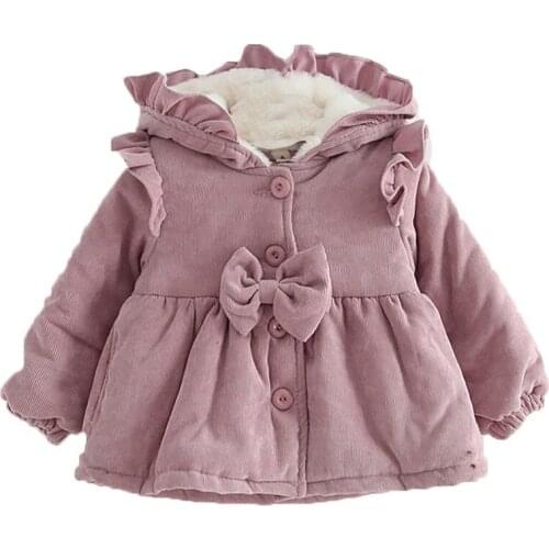 Children Outwear Winter Baby Girls Warm Coat Infant Kids Hooded Jacket Cute Thicken Velvet Baby Coat