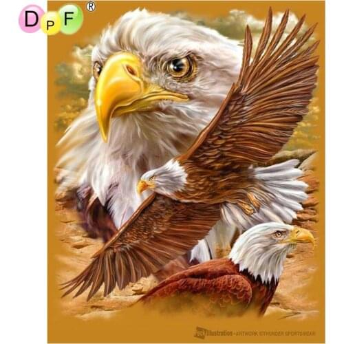 DPF 5D Round full Diamond painting Cross Stitch white eagle fly sky Diamond Embroidery Needlework diamond Mosaic decor crafts