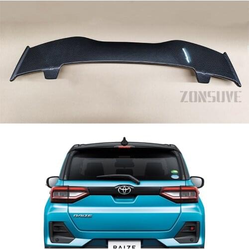 Use For Toyota Raize 2020 2021 Spoiler ABS Plastic Carbon Fiber Look Hatchback Roof Rear Wing Body Kit Accessories
