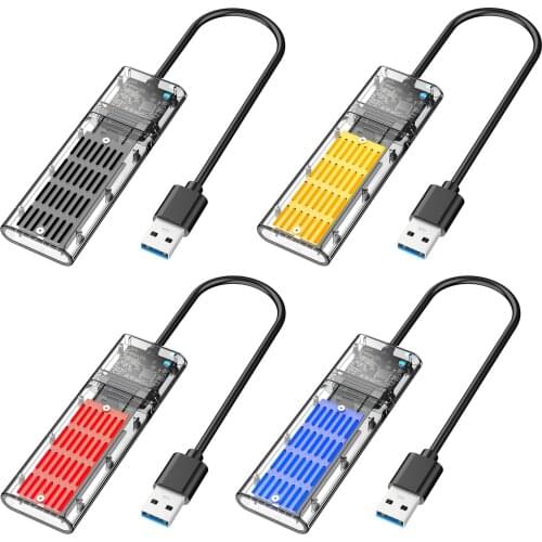 Acrylic Transparent Hard Disk Enclosure M.2 SSD Case for NGFF SSD 2242 2260 2280mm Solid State Drives M.2 To USB 3.0 Adapter New