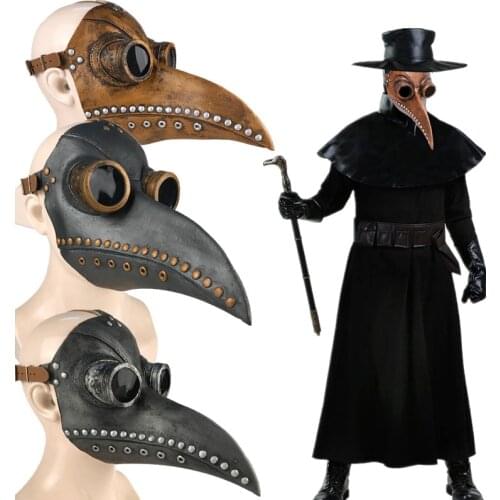 Funny Medieval Steampunk Plague Doctor Bird Mask Latex Punk Cosplay Masks Beak Adult Halloween Event Cosplay Props