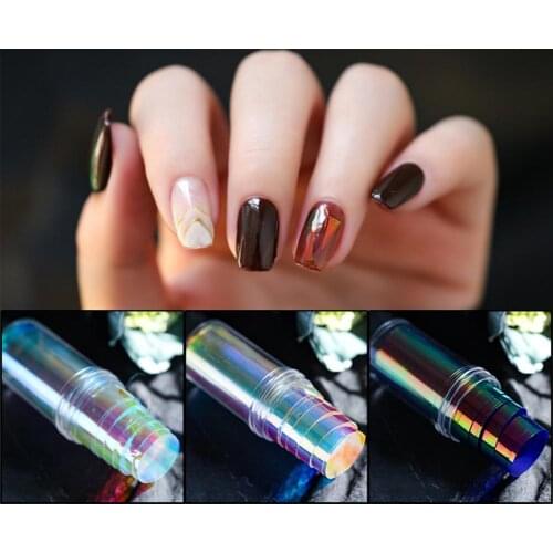 Gradient Nail Sticker Cutting Freely Eye-catching PET Gradient Aurora Nail Sticker for Girl