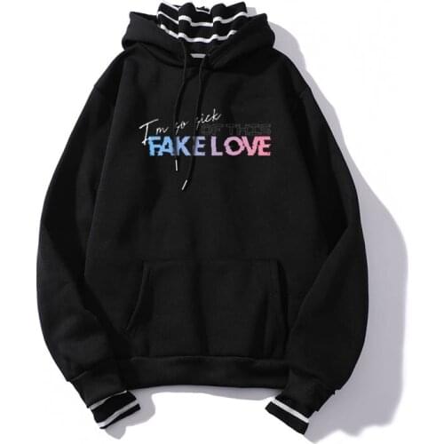 100% new Unisex hoodie kpop Bangtan Boys fake love hoodies Streetwear Tops Spring Hoodies Women Hooded Pullover Tracksuit