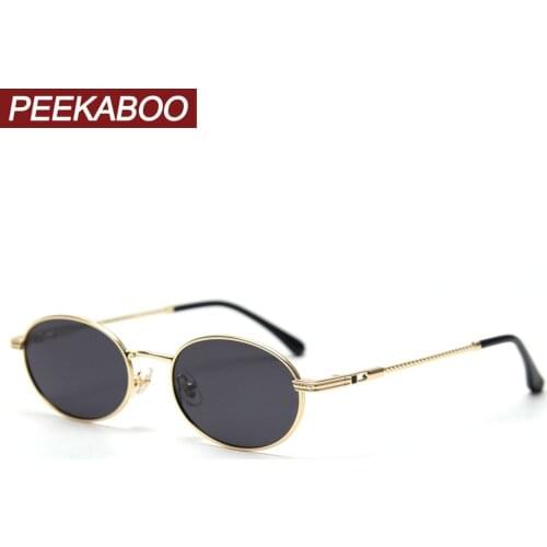 Peekaboo retro oval glasses men polarized uv400 high quality gold small sunglasses women metal 2021 yellow red hot-selling