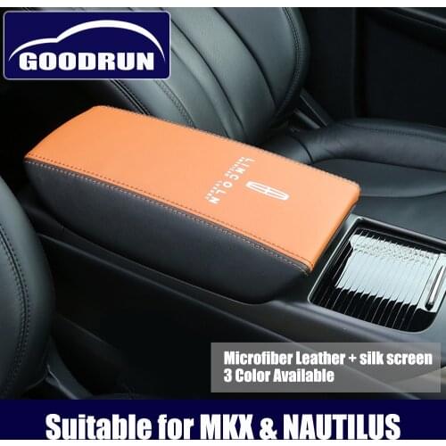 Car armrest pad For Lincoln MKX & NAUTILUS Leather silk screen central control armrest box cover universal protactor