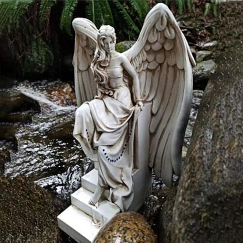 Garden Angel Ornament Realistic Decorative Resin Weather-resistant Art Sculpture for Garden Decoration Outdoor Accessories