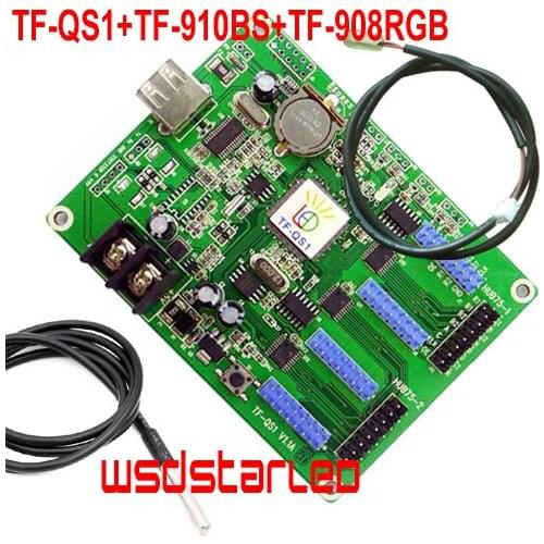 TF-QS1+TF-910BS+TF-908RGB Brightness Sensor+Temperature Sensor 256*32 USB Full color asynchronous LED control card Hot Sales