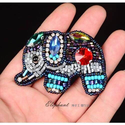 3D Hand-Beaded Hand-Stitched Cloth Elephant Accessories Brooch Headdress Bag Shoes Decorative Patch
