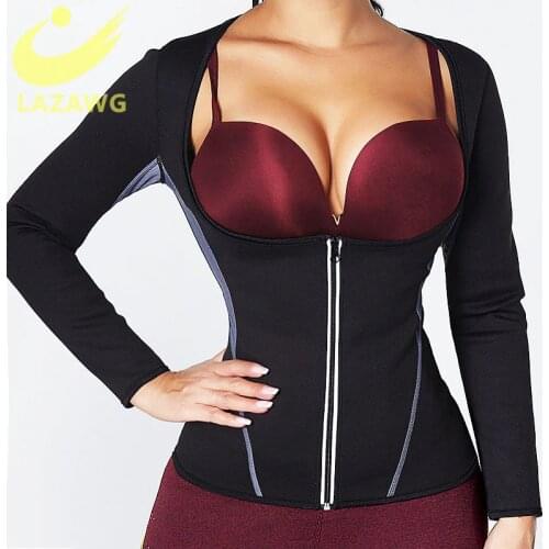 LAZAWG Training Clothes Fat Burner Top Waist Trainer Hot Sweat Weight Loss Shirt Body Shaper Sauna Jacket Suit Workout Long