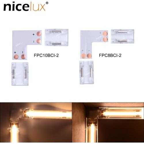 Corner COB LED Strip Connector for SMD 8mm 10mm IP20 2pin High Density LED Strip 90 Degree L shape LED Strip Light Connection