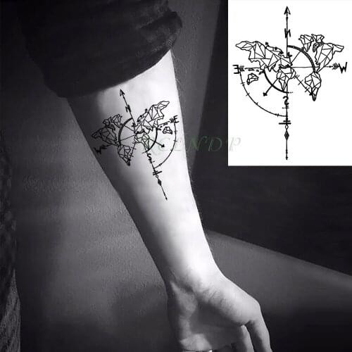 Waterproof Temporary Tattoo Sticker Compass Flash Tatoo Fake Tatto Neck Wrist Foot Arm Tatouage Body Art For Girl Men Women