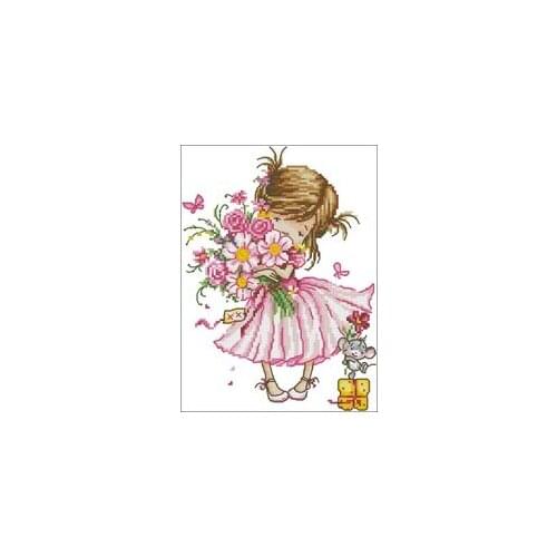YIXIAO Counted Cross Stitch Kit Cross stitch RS cotton with cross stitch Rto-m288 flower girl