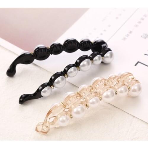 1Pc Pearls Hairpins Hair Clips Jewelry Banana Clips Headwear Women Hairgrips Girl Ponytail Barrettes Hair Pins Accessories