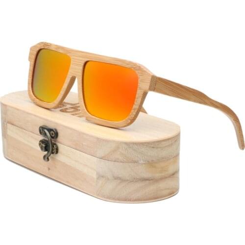 Vintage Sunglasses Women 2019 Handmade Square Retro Bamboo Wooden Gold Sun Glasses okulary Oculos Wood Case Drop Shipping