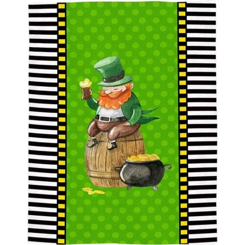 Elf Green Polka Dot Stripes Gold Coin Throw Blanket Portable Soft Bedspread Microfiber Flannel Blankets for Beds