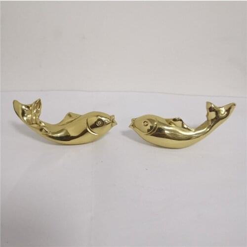 1pc Lovely Fish Shaped Drawer Cabinet Door Wardrobe Locker Handle Pure Copper Single Hole Furniture Knob Diy Animals Handles