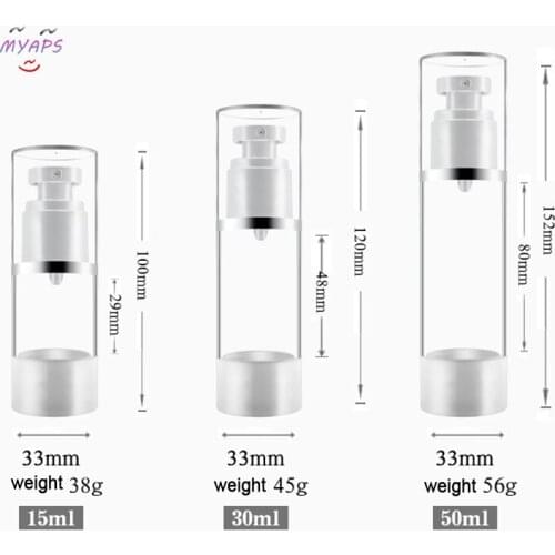 1pcs Plastic Travel Bottle Refillable Bottle Transparent Airless Pump Perfume Vacuum Spray Bottle 15ml/30ml/50ml/80ml/100ml