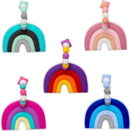 1 Pcs Rainbow Bracelet Teether Food Grade Silicone Baby Teethers Baby Teether Molar Toy Gift Natural Stop Sucking Thumb Toy