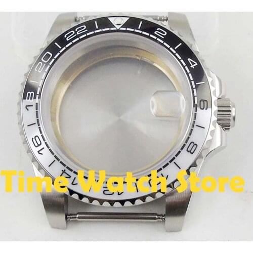 40mm Waterproof Sapphire glass Watch Case white black ceramic bezel 316L stainless steel Fit 3804 Miyota 8215 ETA 2836 movement