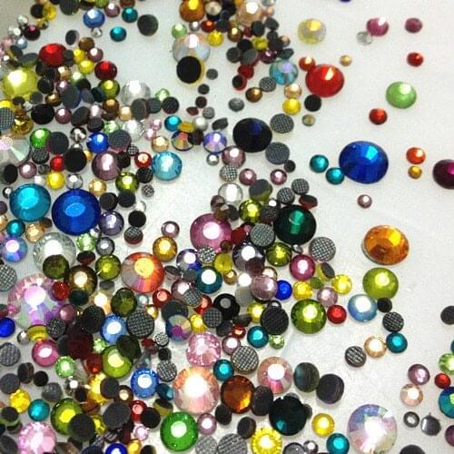 720pcs 20Gram MIX Sizes And Colors Iron-on DMC HOTFIX Rhinestone Crystal Strass Bead Bling 3D Nail Art Supplies Decorative Stone