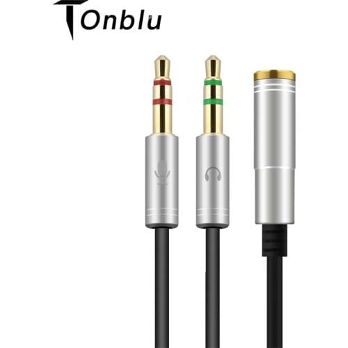 3.5mm Earphone Adapter Converter Cable Headphone+Mic Audio Splitter Aux Extension Cable Cord for Computer PC Microphone