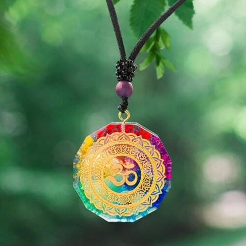 Chakra Orgonite Energy Car Pendant Natural Crystal Energizing Om Orgonite Necklace Absorbs Negative Healing Jewelry Room Decor