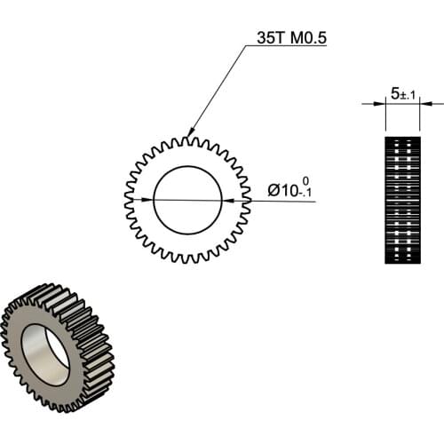 40pcs custom made 0.5mod flat aluminum alloy 0.5 die 35 teeth metal precision small modulus cylindrical spur gear