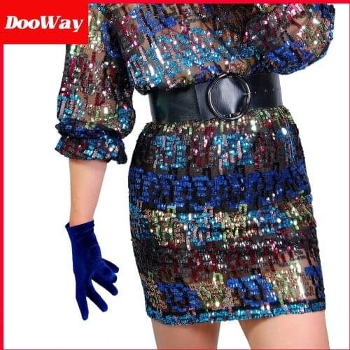 DooWay Elegant Wrist Length Gloves Velvet Evening Party Dress Show Touchscreen TECH Elastic Stretchy Women Finger Royal Blue