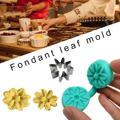 Flower Shape Leaf Plunger Mold Fondant Decorating Sugar Craft Silicone Mold Stainless Steel Cutting Cookie Biscuit Baking Mould