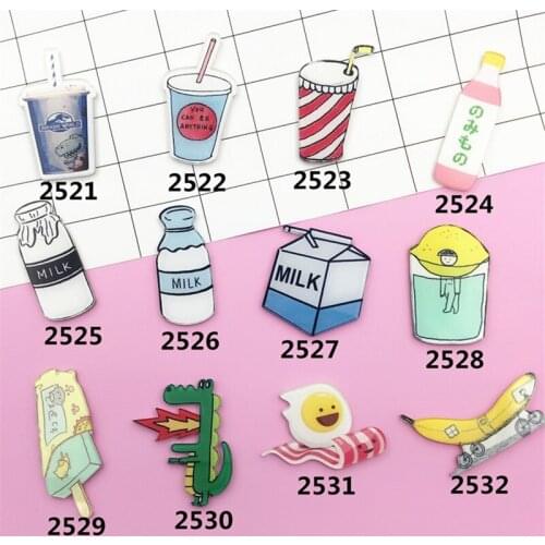 Harajuku anime icons on backpacks acrylic badge kawaii pins for clothes acrylic Drink Bear brooches brooch accessories Pin Badge