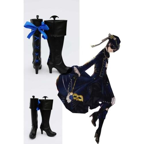 Custom made blue and black ciel shoes from black butler Kuroshitsuji