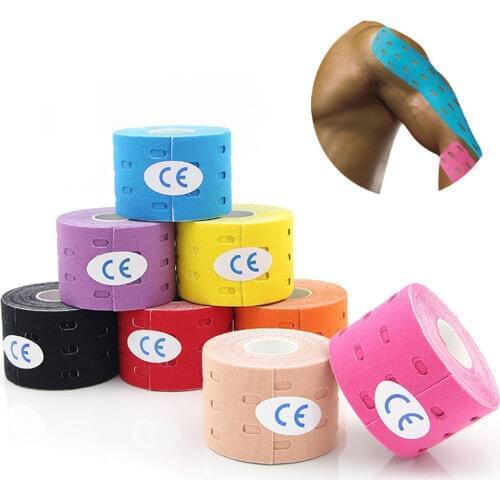 1Pcs 500cm x 5 cm Kinesiology Tape Muscles Sports Care Elastic Physio Roll Punch Therapeutic Tape Adhesive