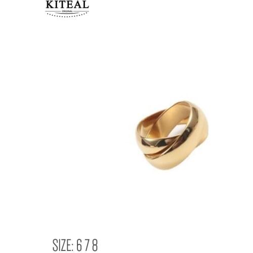 KITEAL Best Gift Gold Vermeil size 6 7 8 Knuckle Rings for female Double ring double arc men ring Fashion Popular Luxury Jewelry
