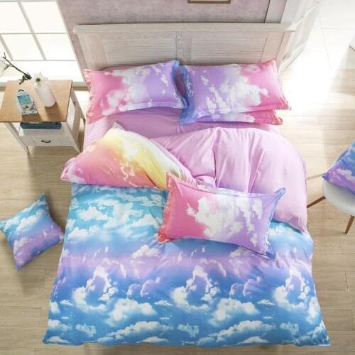 Home Textile Bedding Sets colored gradient cloud pattern Boy Girls Bed Linen Duvet Cover Bed Sheet Pillowcases Cover Set 3/4pcs