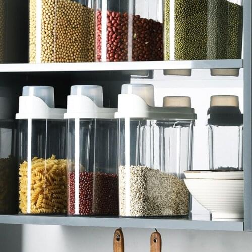Grain Storage Tank Transparent Food Moisture-Proof Plastic Box Storage Container Kitchen Household Grain Sealed Can Organization