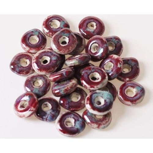 20 PCS 20mm Round Ceramic Beads Handmade Porcelain Beads DIY 3mm Hole Beads Loose Bead For Jewelry Making