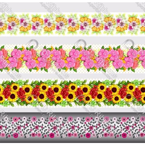 16-75MM Cartoon Flower Printed Grosgrain Polyester Ribbon 50 Yards Gift Wrapping Diy Bows Wedding Drections Ribbons