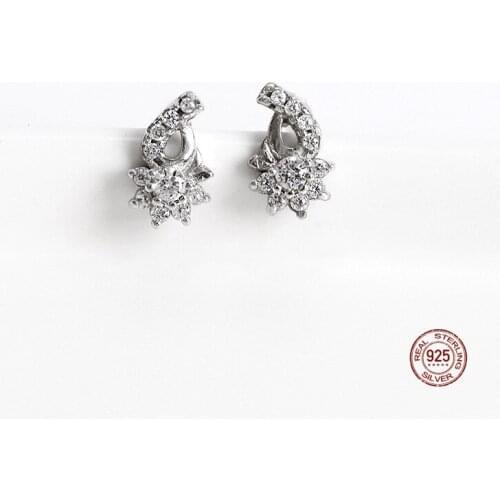 LKO Set Zircon S925 Sterling Silver Star Ear Studs Chic Temperament Personality For Women Earring Jewelry Gift New Arrive