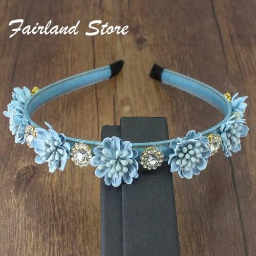 Fairland Personality Headband Baroque Luxury Colorful Rhinestone Flower Wide Headband Party Wedding Gift Girl Women Hair Jewelry