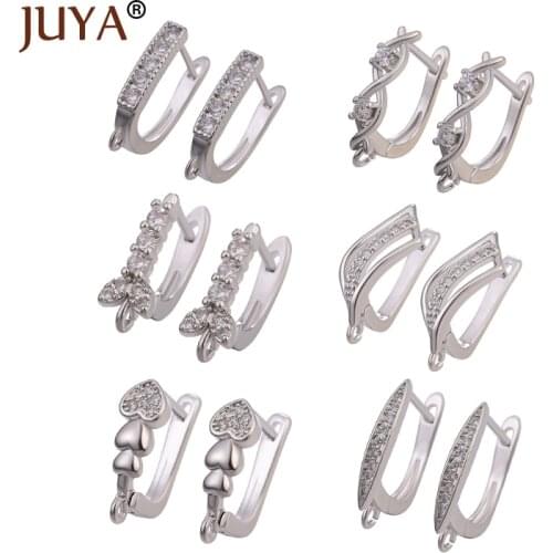 Juya Buy 2pairs get 5% Discount DIY Earrings Copper Zircon Hooks for Jewerly Making Findings Woman Earrings Handmade Accessories