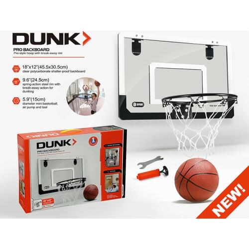 Mini Basketball Hoop With Ball 18 inch x12 inch Shatterproof Backboard