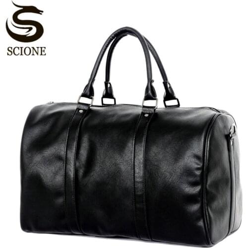 Fashion Design Large Capacity Shoulder Handbag Travel Duffle Bag Men/Women Travel Bag PU Leather Messenger Bags Vintage Mens Bag