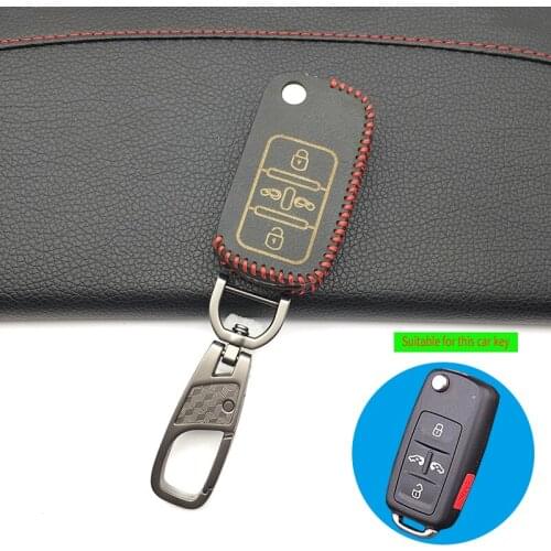 Fashion Men 100% Leather Car Key Case Cover for VW Volkswagen Sharan Multivan T5 MVP Caravelle Transporter Caddy Protect Shell