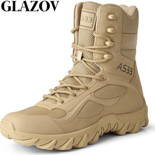 Men Military Boots Quality Special Force Tactical Desert Combat Ankle Boats Army Work Shoes Leather Waterproof Snow Boots 2021