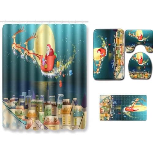 Bathroom Bath Mat Set Toilet Carpet Set shower curtain Non-Slip Rug Set Toilet Lid Cover 5pcs/set Rug Floor Mats